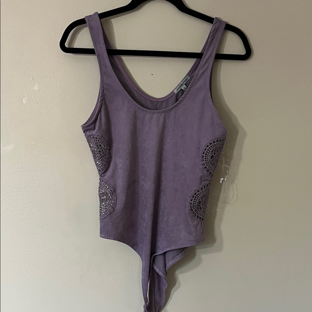 Charlotte Russe Purple Crochet Bodysuit